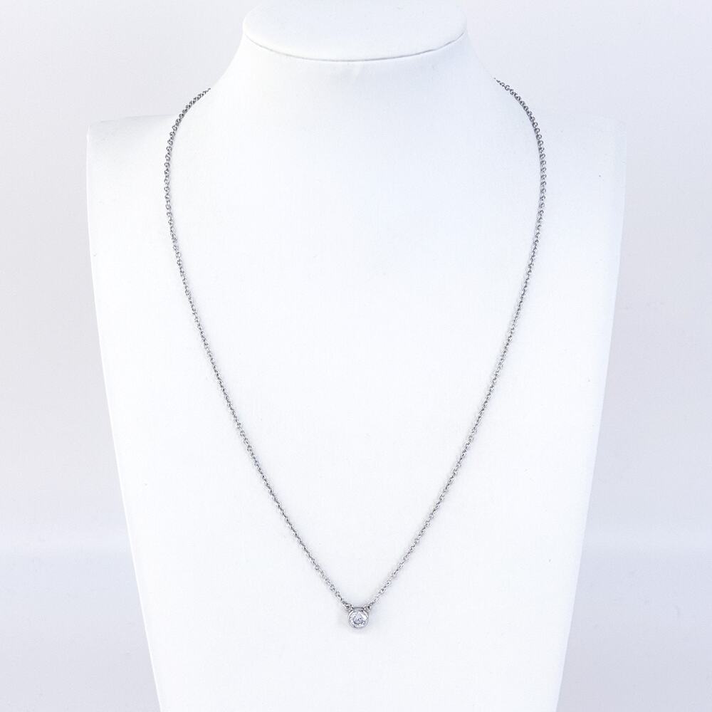 Vintage Silver Necklace with Clear Pendant